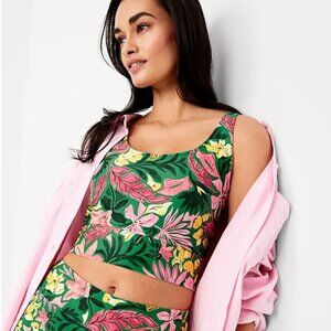 Women's Matte Longline Tropical Print Bikini Swim Top Old Navy